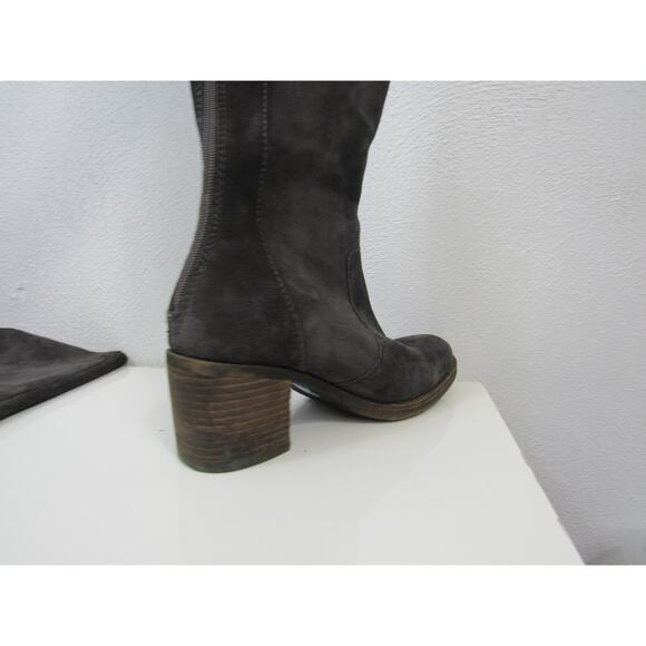 Lucky Brand 6.5 Leather Rayla Over The Knee Boots Block Heel Brown Suede Boots - Picture 8 of 16